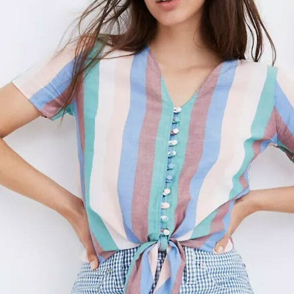 ⭐4 FOR $20⭐ Madewell Women's Striped Cropped Top - Size XXS - New with defects - Picture 1 of 6